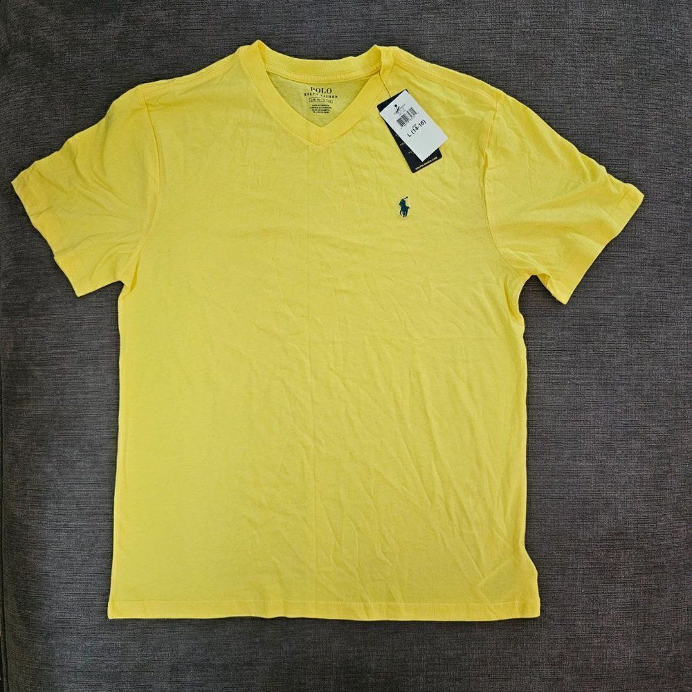 Polo Ralph Lauren Kid's Boys Yellow V-Neck Short Sleeves T-Shirt Size Large - Picture 4 of 10